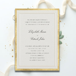 Formal Elevated Golden Ecru Modern Classic Wedding Kaart