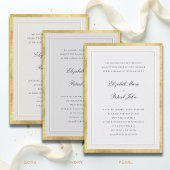 Formal Elevated Golden Ecru Modern Classic Wedding Kaart