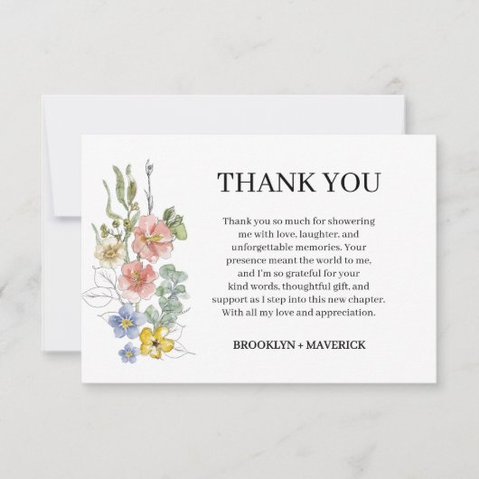 Formal Floral Crest Monogram Wedding Bedankkaart (Voorkant)