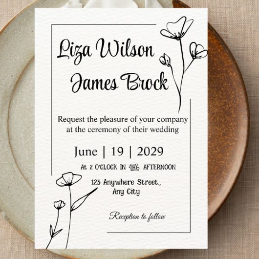 Formal Floral Crest Monogram Wedding Invitation Kaart