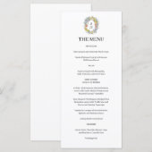 Formal Floral Crest Monogram Wedding  Menu (Voorkant / Achterkant)