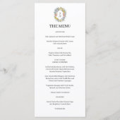 Formal Floral Crest Monogram Wedding  Menu (Voorkant)