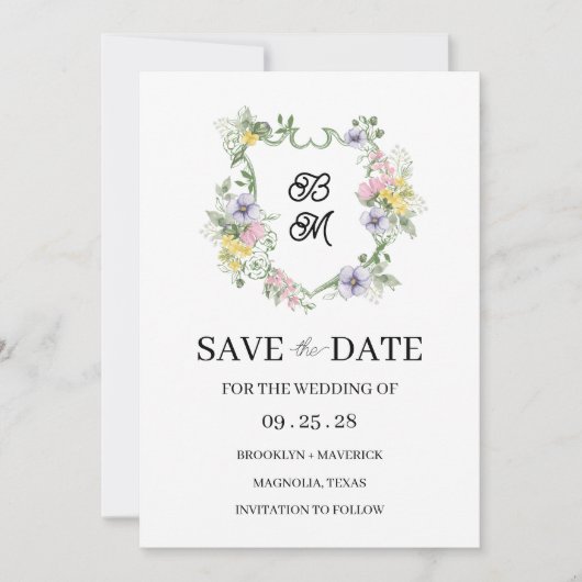 Formal Floral Monogram Crest Wedding (Voorkant)