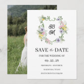 Formal Floral Monogram Crest Wedding (Voorkant / Achterkant)