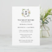 Formal Floral Monogram Crest Wedding Kaart (Staand voorkant)