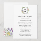 Formal Floral Monogram Crest Wedding Kaart (Voorkant / Achterkant)