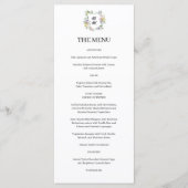 Formal Floral Monogram Crest Wedding Menu (Voorkant)