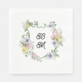 Formal Floral Monogram Crest Wedding Servet (Voorkant)