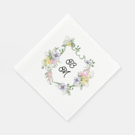 Formal Floral Monogram Crest Wedding Servet (Hoek)
