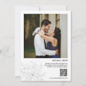 Formal Floral Wedding Crest QR Code Foto Kaart (Achterkant)