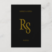 Formal Gold Black Tie Wedding Information  Kaart (Achterkant)