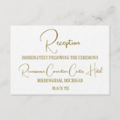 Formal Gold Black Tie Wedding Reception  Kaart (Voorkant)