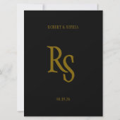 Formal Gold Black Tie Wedding Rehearsal  Kaart (Achterkant)