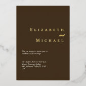 Formal Gold Coffee Brown Luxury Minimalist Wedding Folie Uitnodiging (Voorkant)