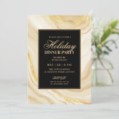 Formal Gold Glam FAUX Marble Holiday Dinner  Kaart (Staand voorkant)
