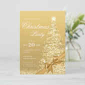 Formal Gold Winter Christmas Tree Bow Holiday  Kaart (Staand voorkant)