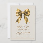 Formal Holiday Dinner Party Gold Satin Bow Kaart (Voorkant)