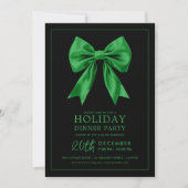 Formal Holiday Dinner Party Green Satin Bow Black  Kaart (Voorkant)