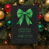 Formal Holiday Dinner Party Green Satin Bow Black  Kaart
