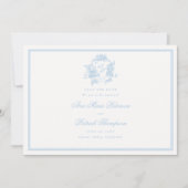 Formal Hydrangeas Crest Classic Blue Lijst Wedding Save The Date (Voorkant)