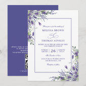 Formal Lavender Eucalyptus Budget QR Code Wedding Kaart (Voorkant / Achterkant)