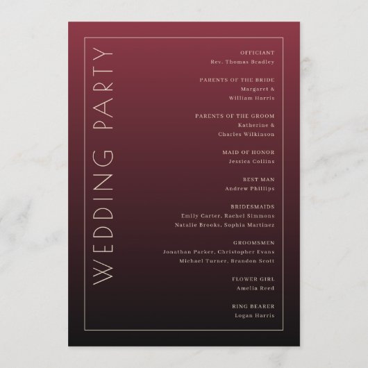 Formal Maroon Ceremony Program Programmakaart (Achterkant)