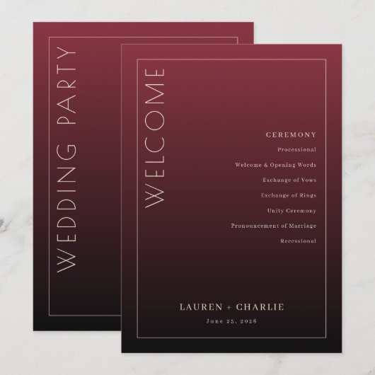 Formal Maroon Ceremony Program Programmakaart (Voorkant / Achterkant)