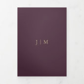 Formal Midnight Fig Modern Wedding Drieluik Kaart (Cover)