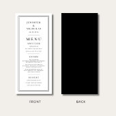 Formal Minimal Black And White Wedding Menu