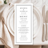 Formal Minimal Black And White Wedding Menu