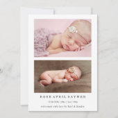 Formal Minimal Photo Baby Birth Announcement Card Kaart (Voorkant)