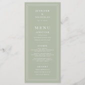 Formal Minimal Sage Green Wedding Menu (Voorkant)