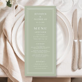 Formal Minimal Sage Green Wedding Menu