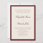 Formal Modern Classic Deep Burgundy Frame Wedding Kaart (Voorkant)