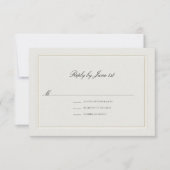 Formal Modern Classic Elevated Ecru Sm Wedding RSVP Kaartje (Voorkant)