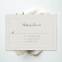 Formal Modern Classic Elevated Ecru Wedding RSVP
