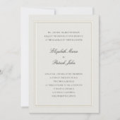 Formal Modern Classic Elevated Frame Ecru Wedding Kaart (Voorkant)