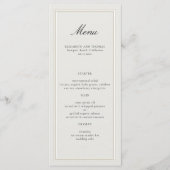 Formal Modern Classic Elevated Frame Ecru Wedding Menu (Voorkant)