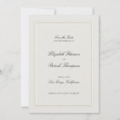 Formal Modern Classic Elevated Frame Ecru Wedding Save The Date (Voorkant)