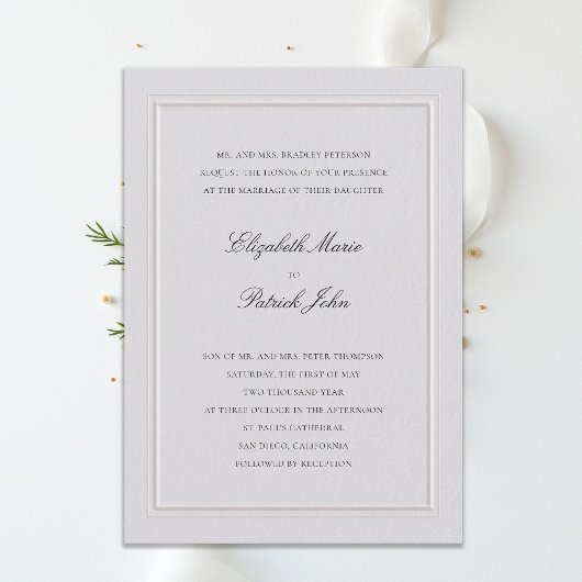 Formal Modern Classic Elevated Frame Ivory Wedding Kaart