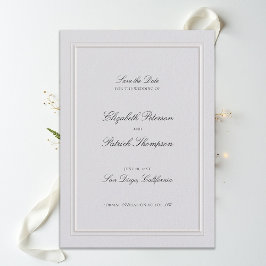 Formal Modern Classic Elevated Frame Ivory Wedding Save The Date