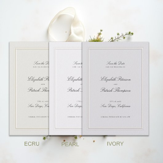 Formal Modern Classic Elevated Frame Ivory Wedding Save The Date