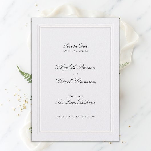 Formal Modern Classic Elevated Frame Pearl Wedding Save The Date