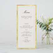 Formal Modern Classic Elevated Gold Ecru Wedding Menu (Staand voorkant)