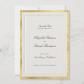 Formal Modern Classic Elevated Gold Ecru Wedding Save The Date (Voorkant)