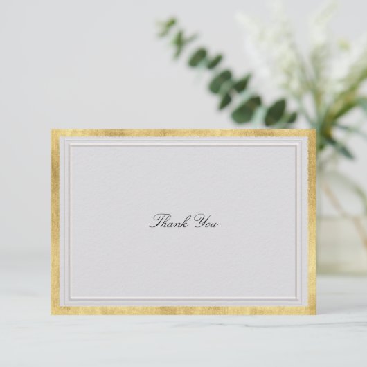 Formal Modern Classic Elevated Gold Ivory Wedding Bedankkaart (Staand voorkant)