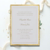 Formal Modern Classic Elevated Gold Ivory Wedding Kaart