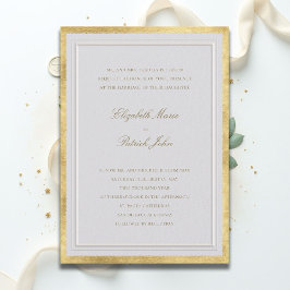 Formal Modern Classic Elevated Gold Ivory Wedding Kaart