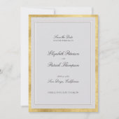 Formal Modern Classic Elevated Gold Ivory Wedding Save The Date (Voorkant)