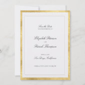Formal Modern Classic Elevated Gold Pearl Wedding Save The Date (Voorkant)